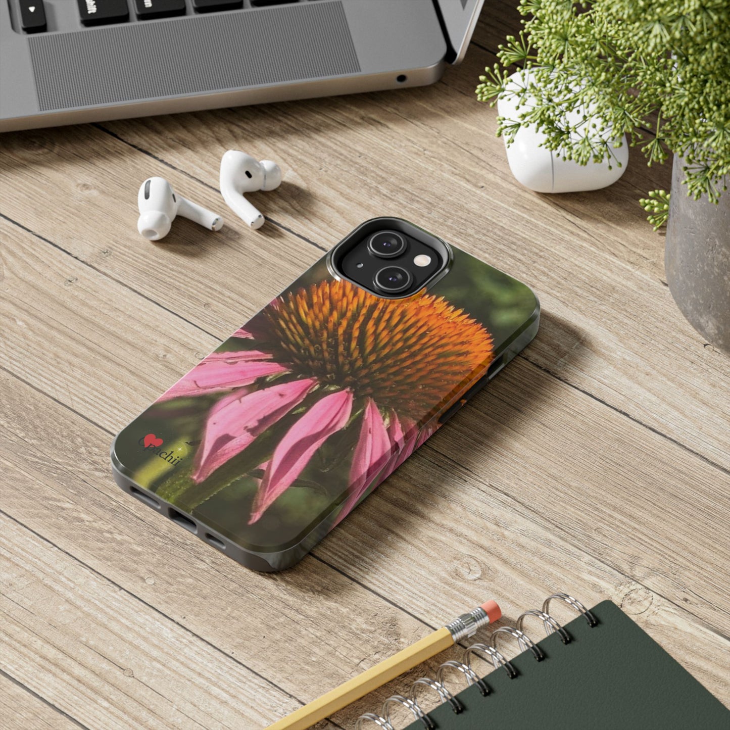 Flower Phone Case, Tough Phone Cases for Nature Lovers, Floral Phone Cover, Echinacea Floral Design, Gift for Plant Lovers
