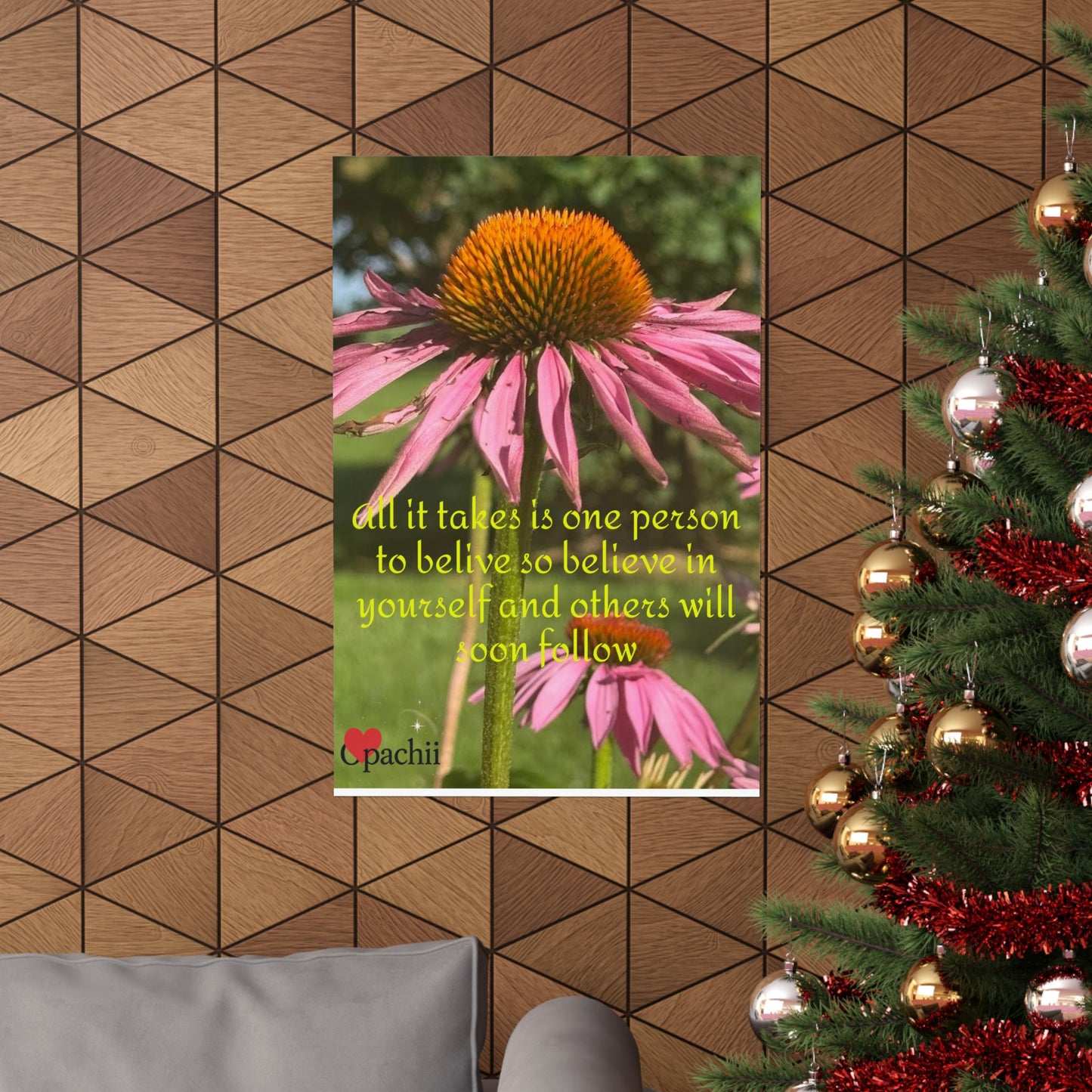 Inspirational Floral Poster, Motivational Wall Art, Positive Quote Decor, Self-Belief Print, Mindfulness Home Decoration