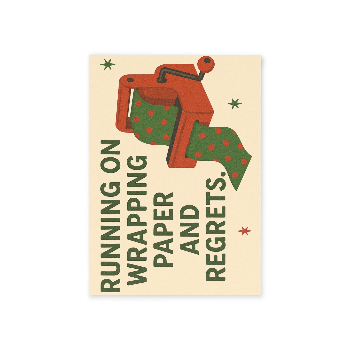 Running on Wrapping Paper and Regrets Funny Holiday Card