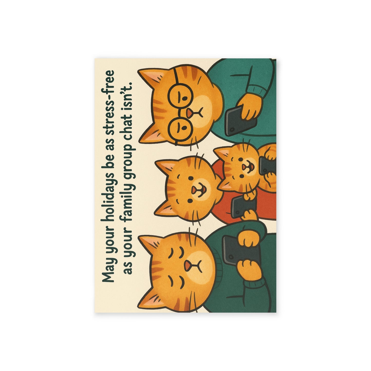 “Stress-Free Holidays” Family Cat Christmas Card