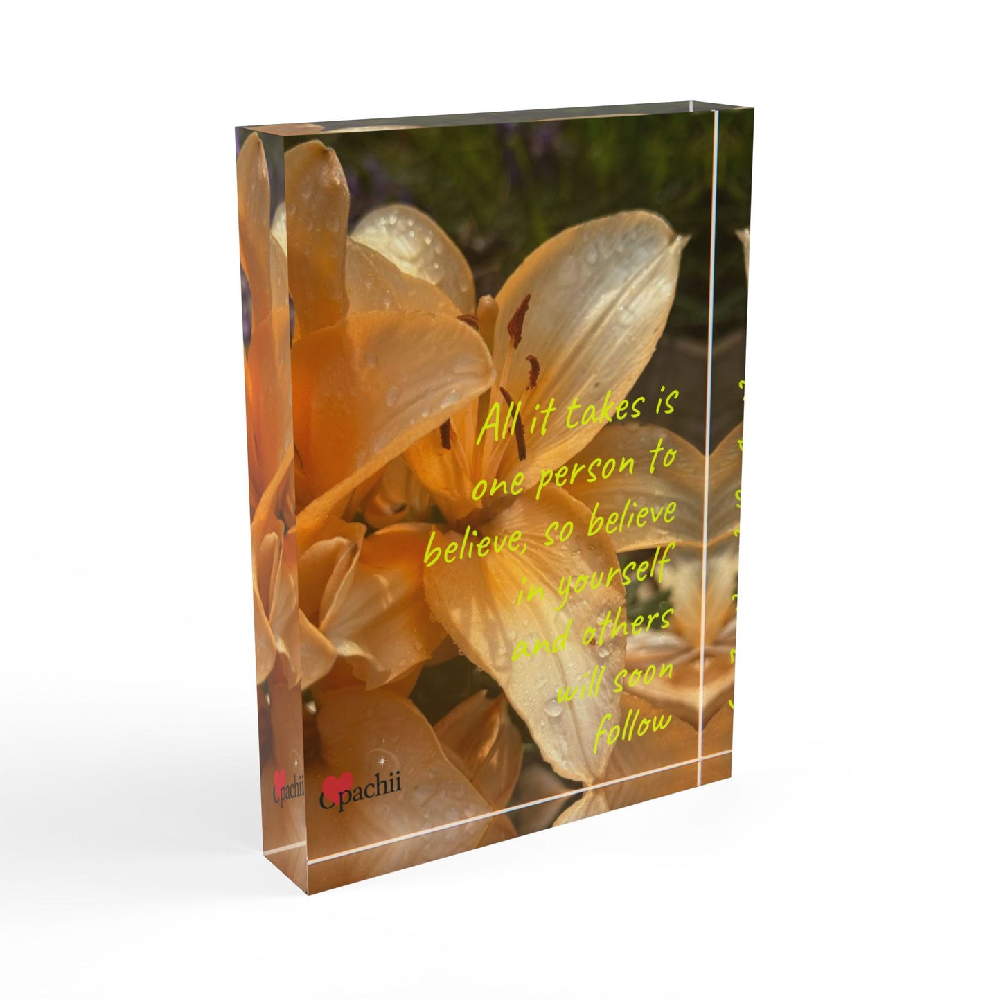 Inspirational Photo Block, Motivational Desk Art, Home Decor, Floral Inspirational Gift, Positive Affirmation Display