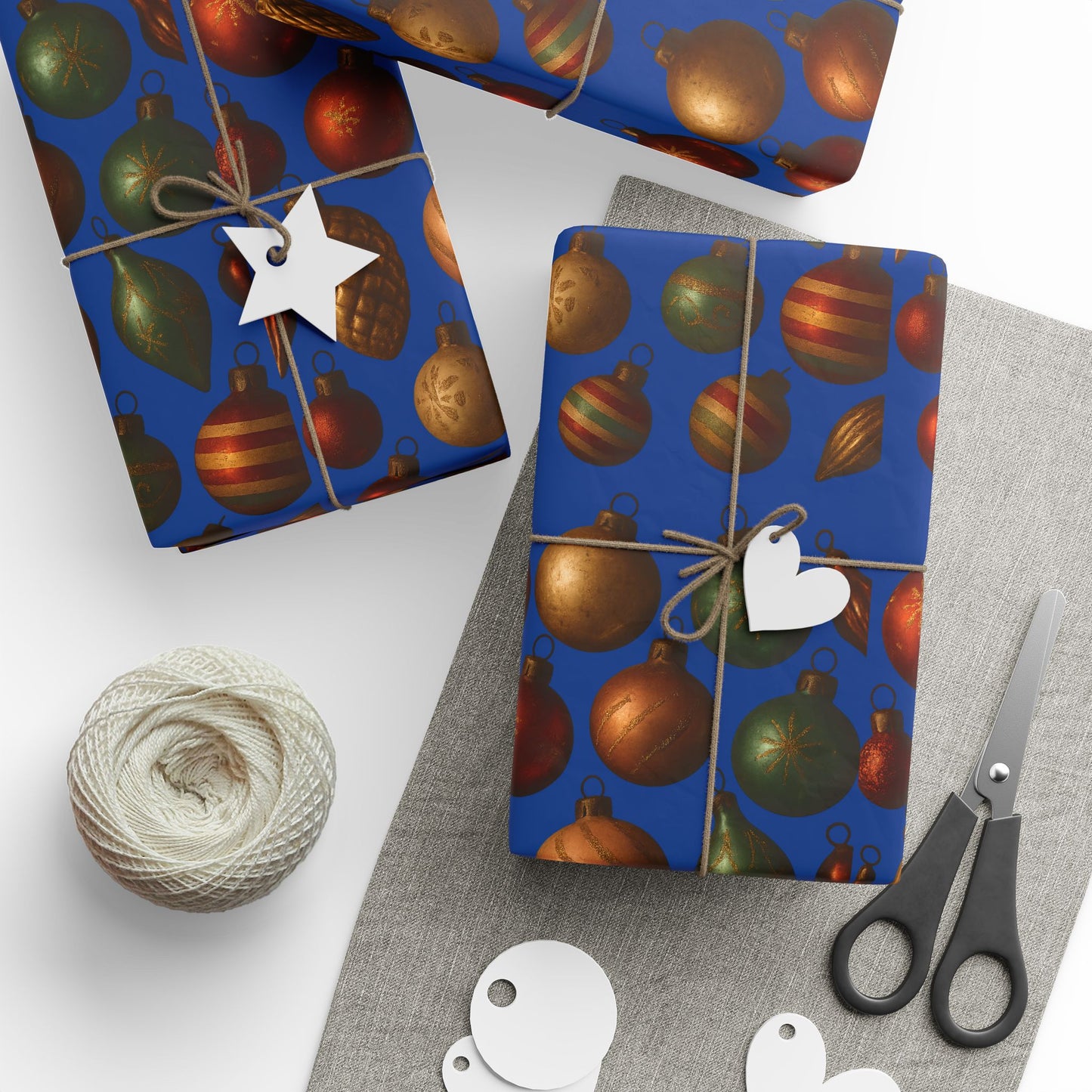 Warm Vintage Christmas Ornaments Wrapping Paper
