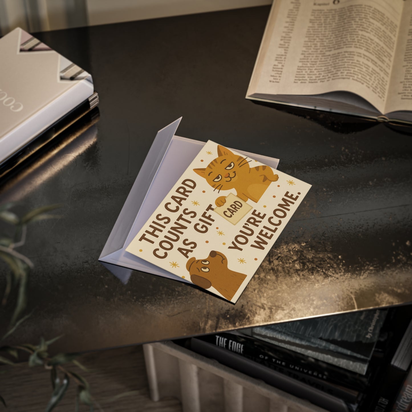 Holiday Card: This Card Counts as a Gift — You’re Welcome!