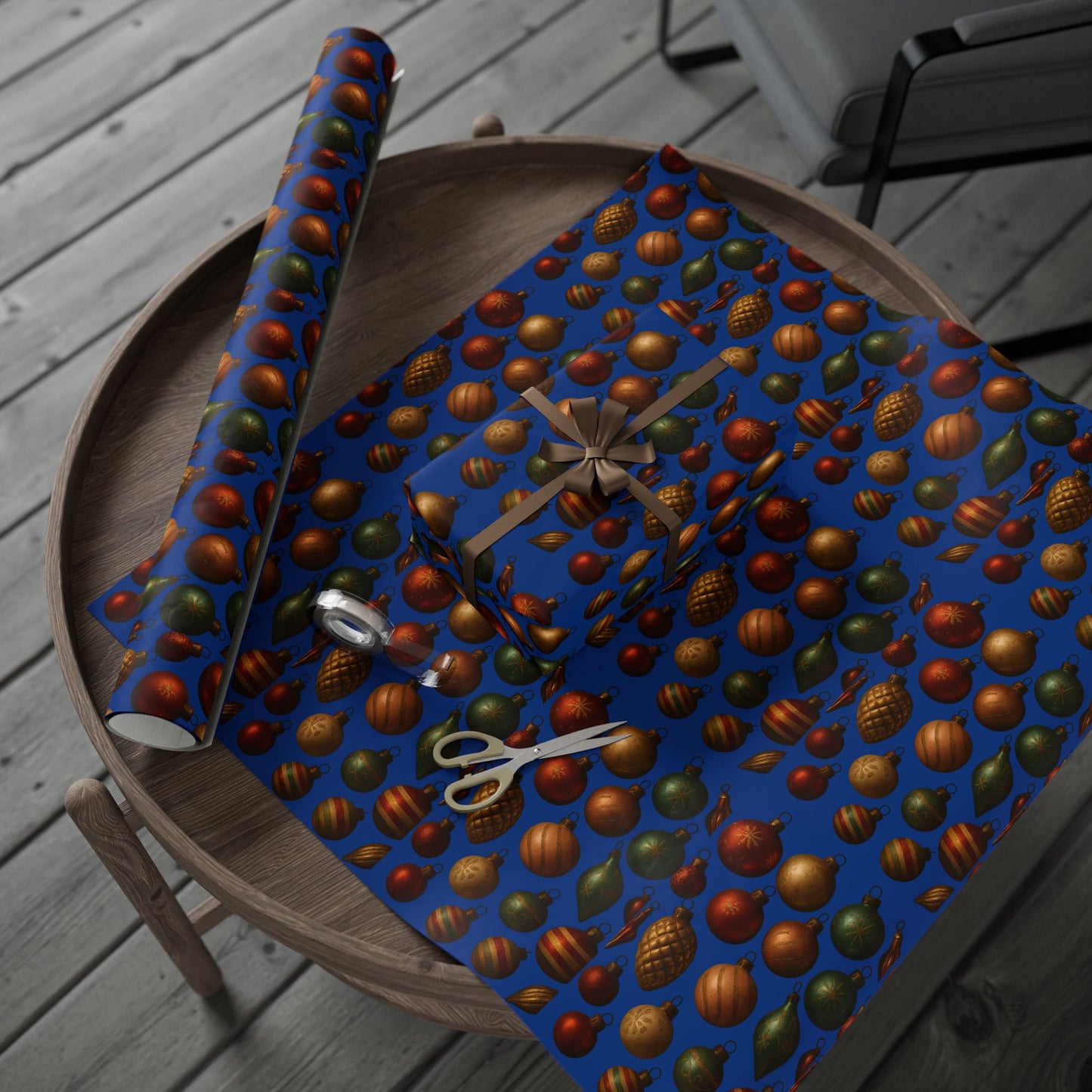 Warm Vintage Christmas Ornaments Wrapping Paper