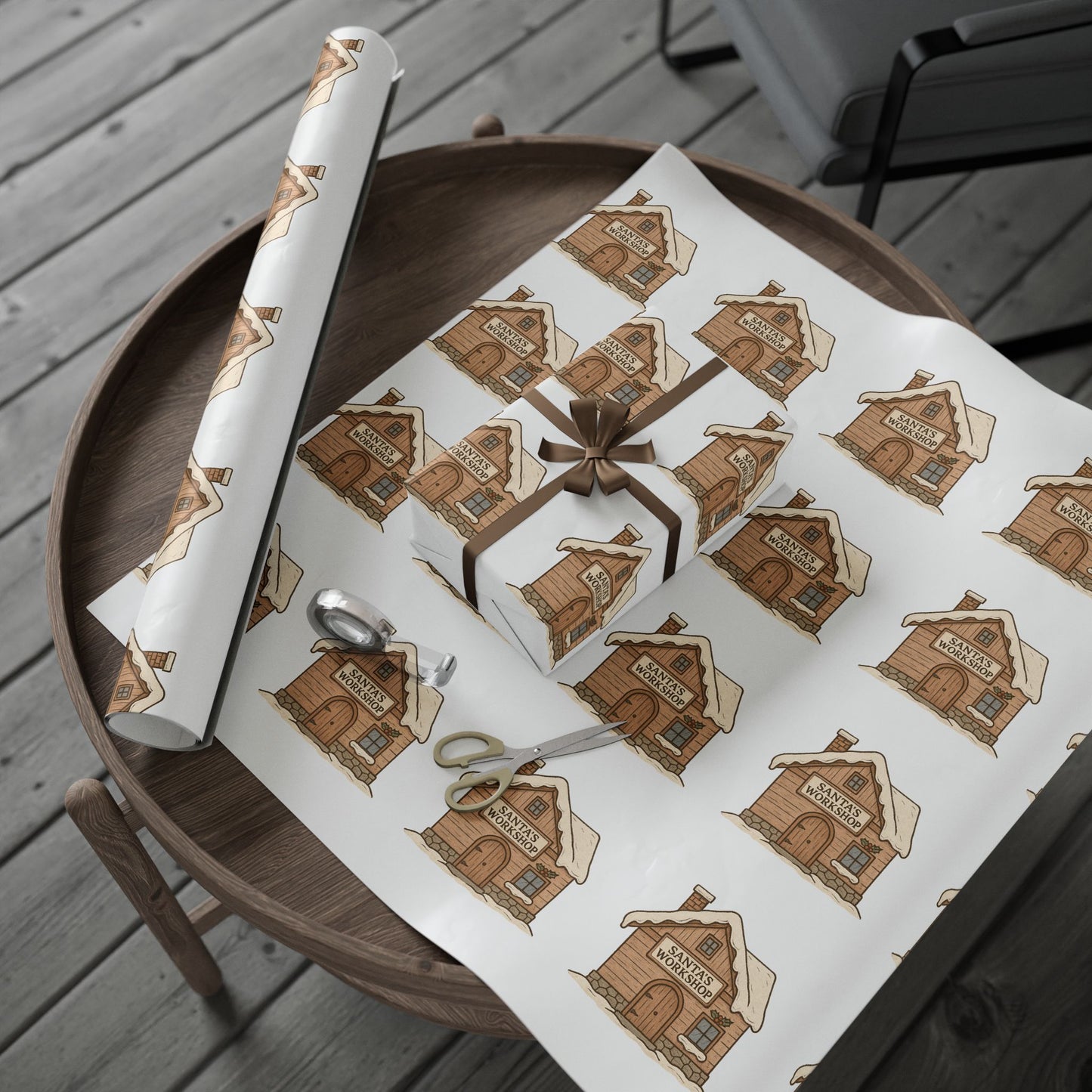 Cozy Home-Themed Wrapping Paper Roll for Holidays & Celebrations