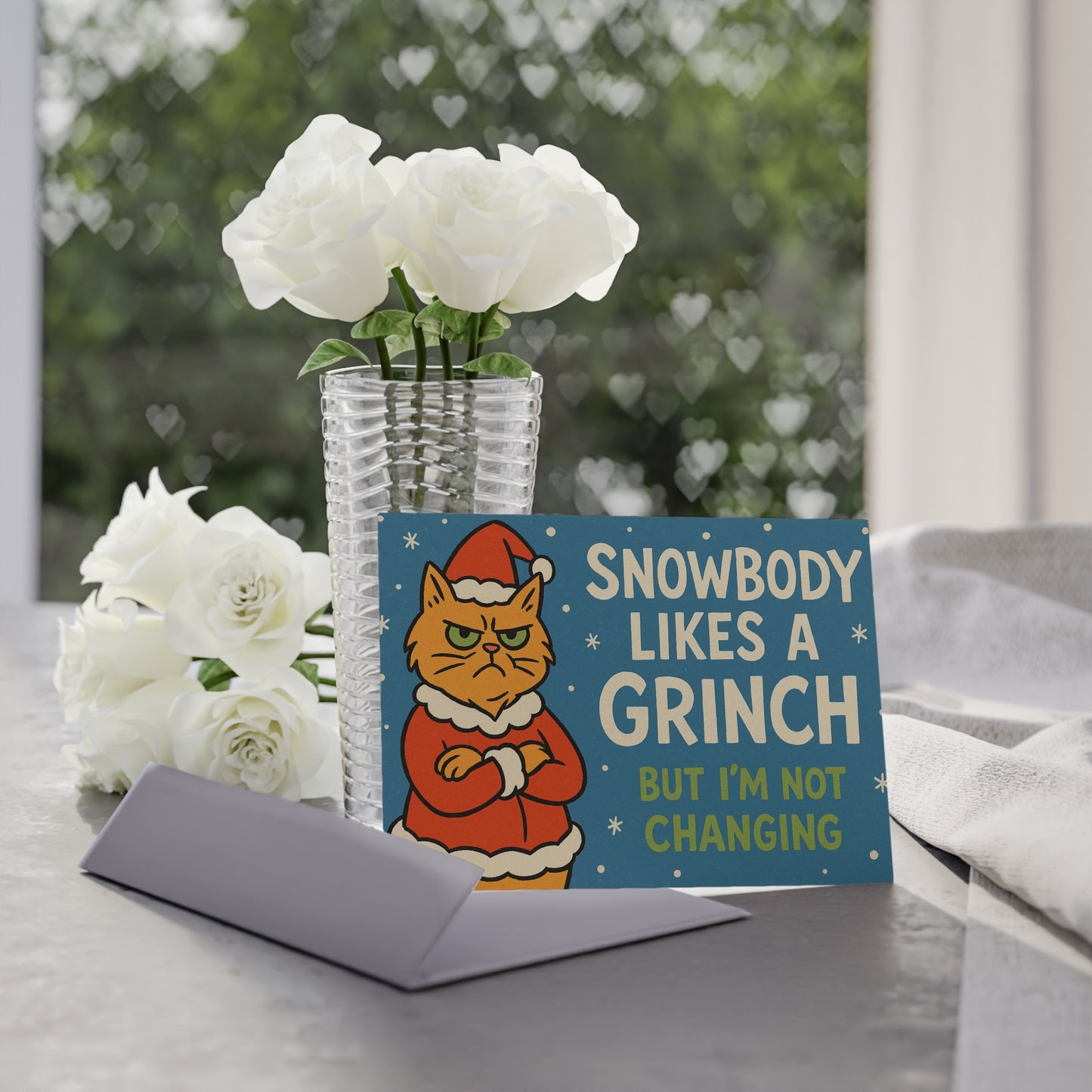 Holiday Cards, Grinch-Themed Greetings, Funny Christmas Cards, Winter Holiday Cheer, Sturdy One-Sided Prints