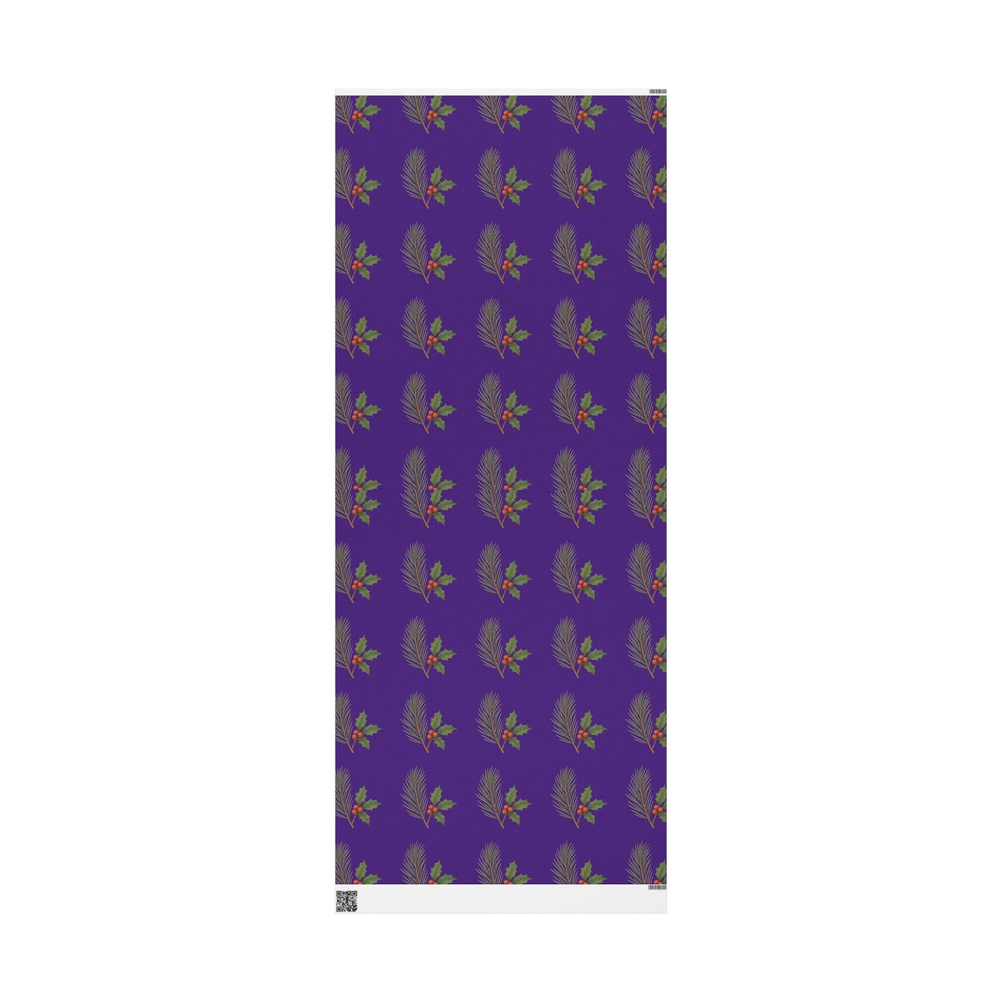 Elegant Holiday Wrapping Paper - Festive Purple with Holly Design