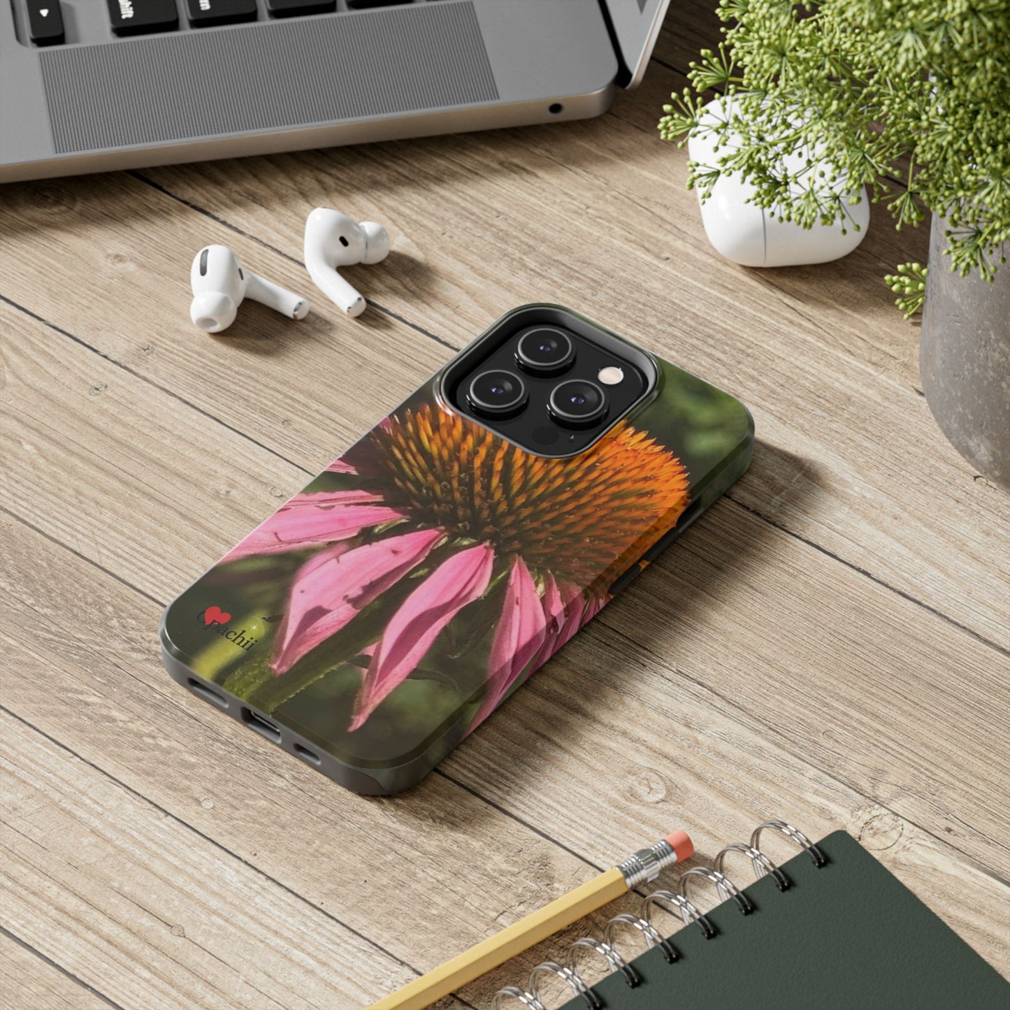 Flower Phone Case, Tough Phone Cases for Nature Lovers, Floral Phone Cover, Echinacea Floral Design, Gift for Plant Lovers