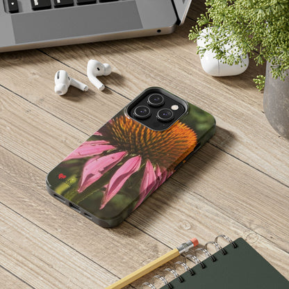 Flower Phone Case, Tough Phone Cases for Nature Lovers, Floral Phone Cover, Echinacea Floral Design, Gift for Plant Lovers