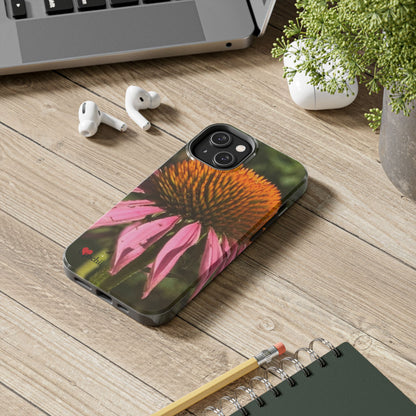 Flower Phone Case, Tough Phone Cases for Nature Lovers, Floral Phone Cover, Echinacea Floral Design, Gift for Plant Lovers