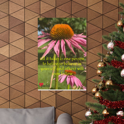 Inspirational Floral Poster, Motivational Wall Art, Positive Quote Decor, Self-Belief Print, Mindfulness Home Decoration