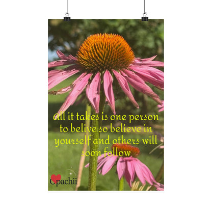 Inspirational Floral Poster, Motivational Wall Art, Positive Quote Decor, Self-Belief Print, Mindfulness Home Decoration
