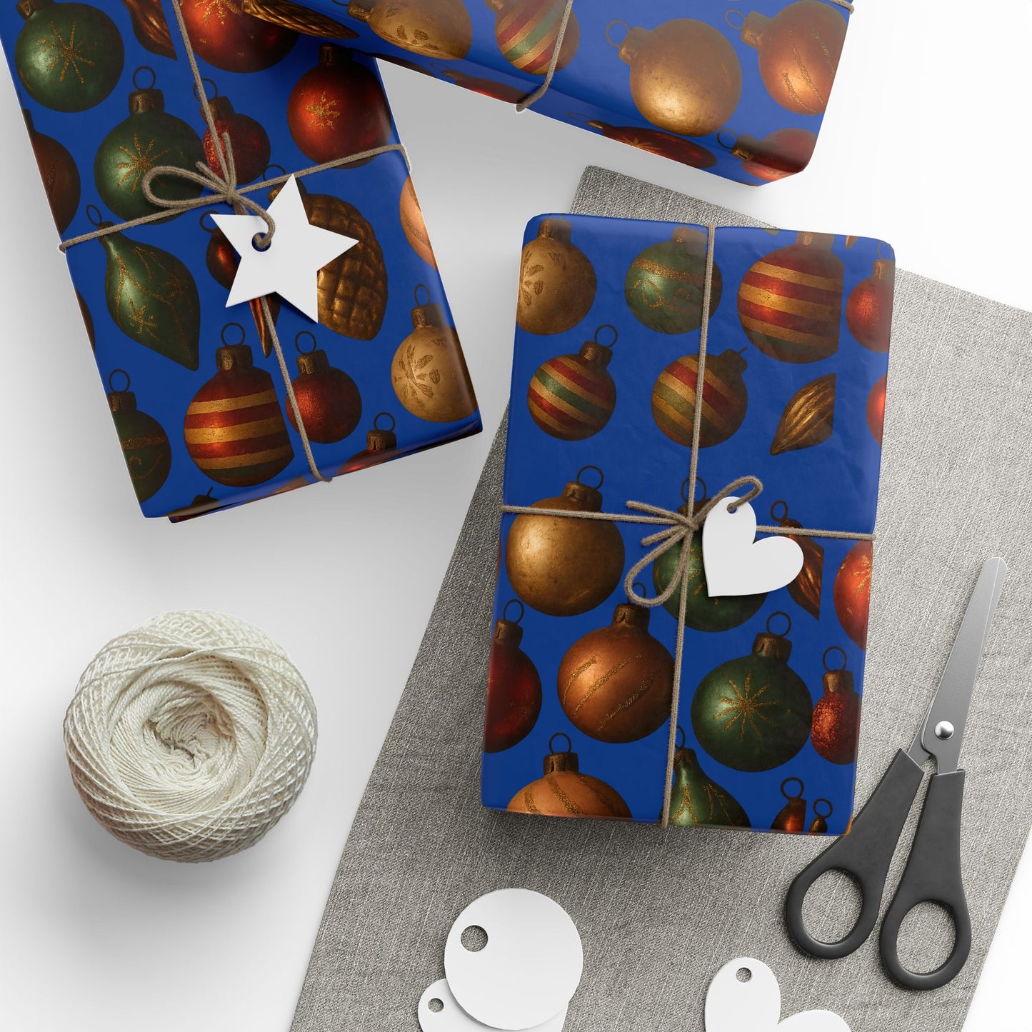 Warm Vintage Christmas Ornaments Wrapping Paper
