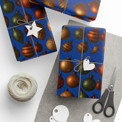 Warm Vintage Christmas Ornaments Wrapping Paper