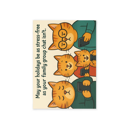 “Stress-Free Holidays” Family Cat Christmas Card