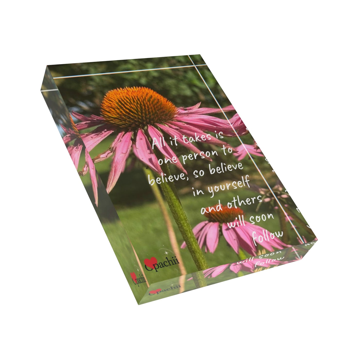 Inspirational Photo Block, Motivational Desk Art, Home Decor, Floral Inspirational Gift, Positive Affirmation Display