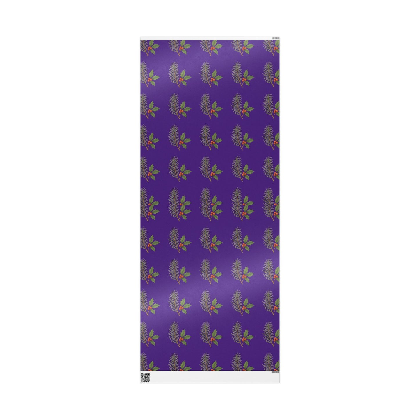 Elegant Holiday Wrapping Paper - Festive Purple with Holly Design