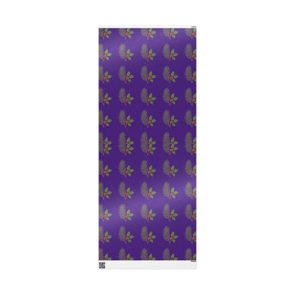 Elegant Holiday Wrapping Paper - Festive Purple with Holly Design