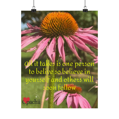 Inspirational Floral Poster, Motivational Wall Art, Positive Quote Decor, Self-Belief Print, Mindfulness Home Decoration