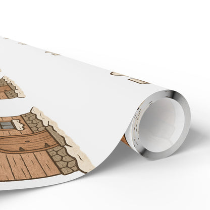 Cozy Home-Themed Wrapping Paper Roll for Holidays & Celebrations