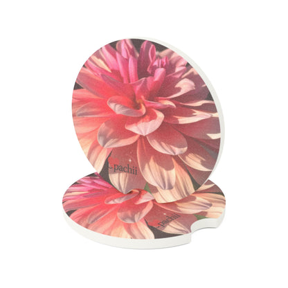 Floral Soapstone Car Coaster - Eco-Friendly Drink Holder, Car Accessories, Gift for Nature Lovers, Floral Decor, Road Trip Essentials