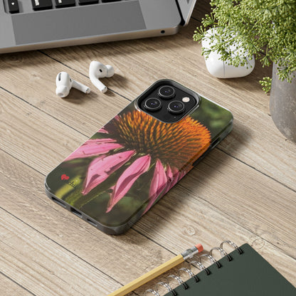 Flower Phone Case, Tough Phone Cases for Nature Lovers, Floral Phone Cover, Echinacea Floral Design, Gift for Plant Lovers