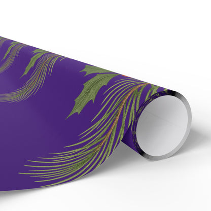 Elegant Holiday Wrapping Paper - Festive Purple with Holly Design