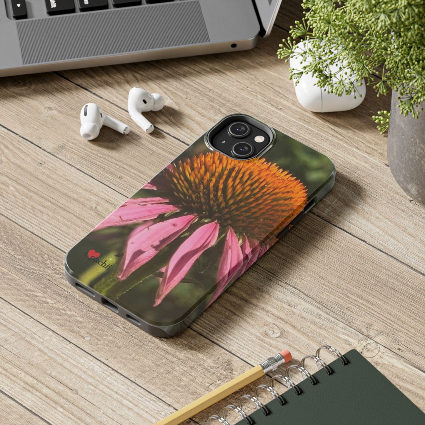 Flower Phone Case, Tough Phone Cases for Nature Lovers, Floral Phone Cover, Echinacea Floral Design, Gift for Plant Lovers