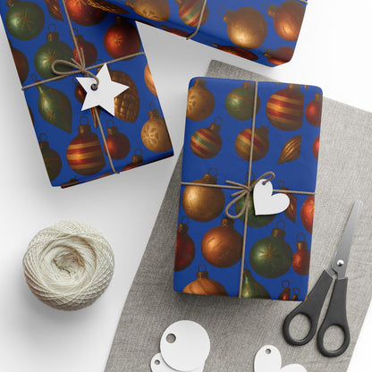 Warm Vintage Christmas Ornaments Wrapping Paper
