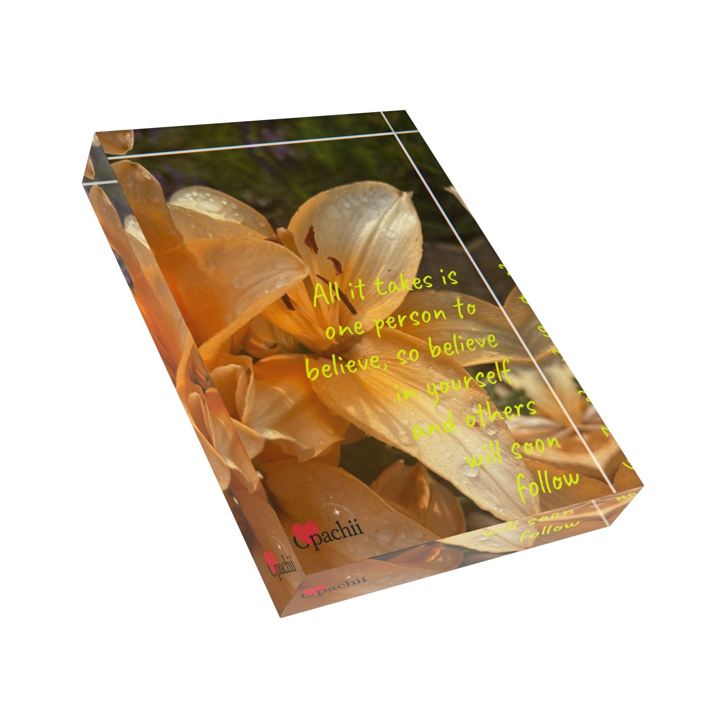 Inspirational Photo Block, Motivational Desk Art, Home Decor, Floral Inspirational Gift, Positive Affirmation Display