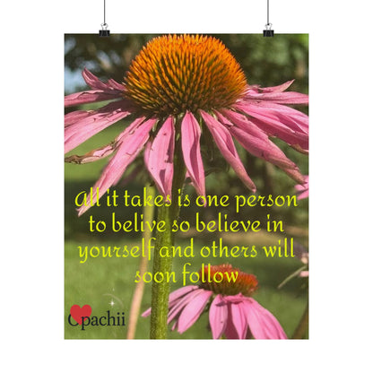 Inspirational Floral Poster, Motivational Wall Art, Positive Quote Decor, Self-Belief Print, Mindfulness Home Decoration