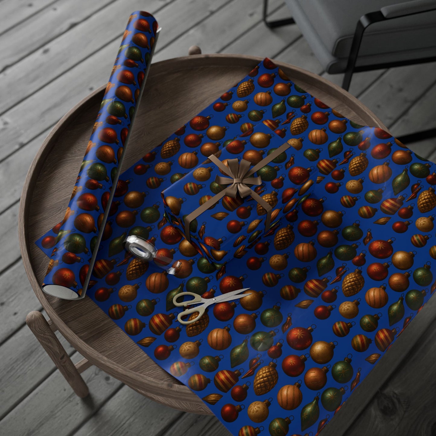 Warm Vintage Christmas Ornaments Wrapping Paper