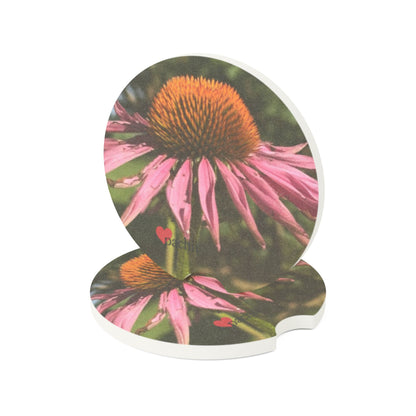 Floral Soapstone Car Coaster - Eco-Friendly Drink Holder, Car Accessories, Gift for Nature Lovers, Floral Decor, Road Trip Essentials