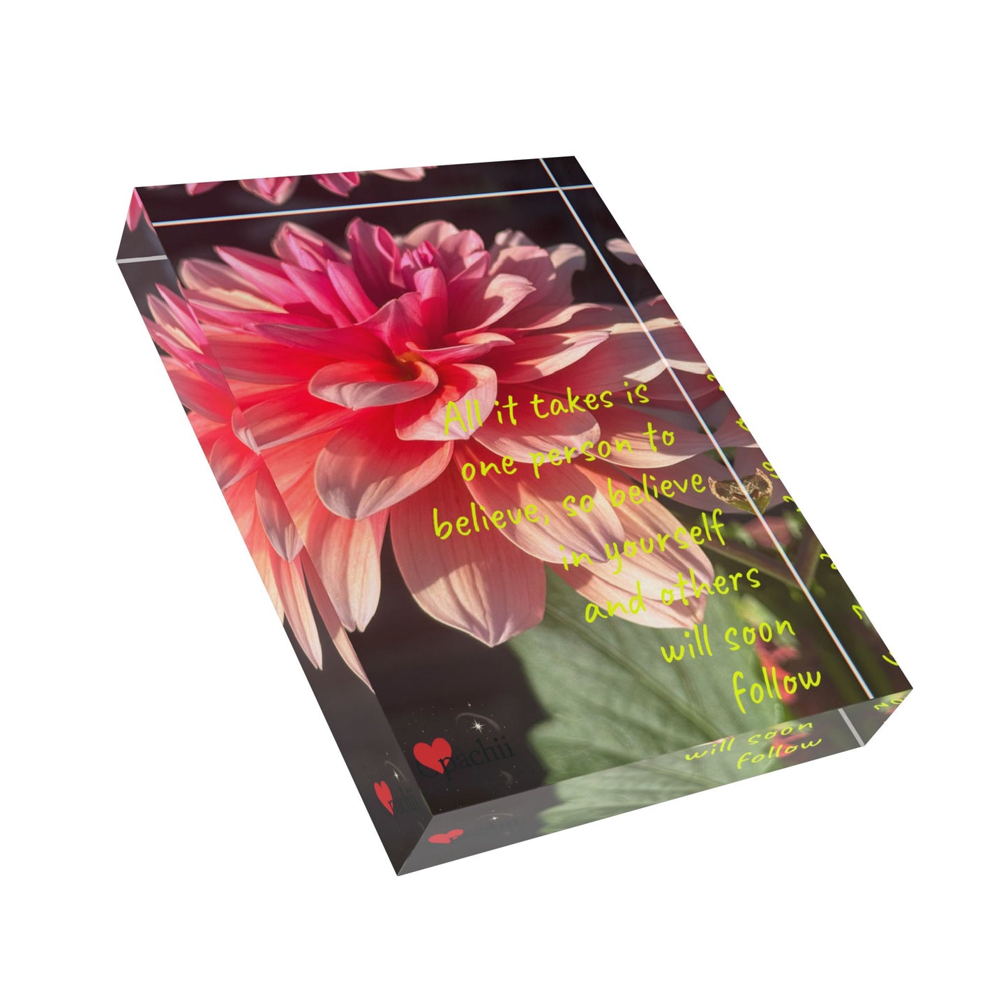 Inspirational Photo Block, Motivational Desk Art, Home Decor, Floral Inspirational Gift, Positive Affirmation Display