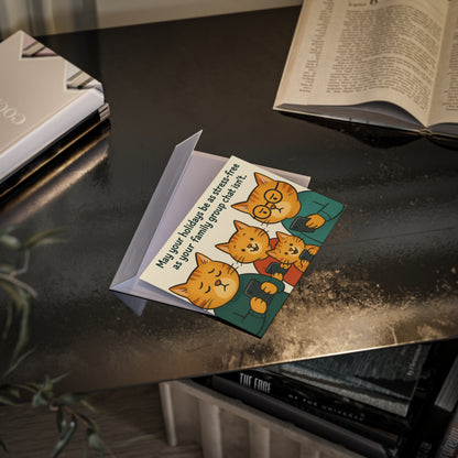 “Stress-Free Holidays” Family Cat Christmas Card