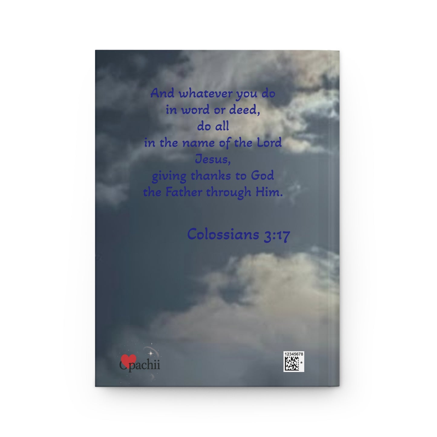 Inspirational Hardcover Journal with Sky Design - Colossians 3:17 Quote