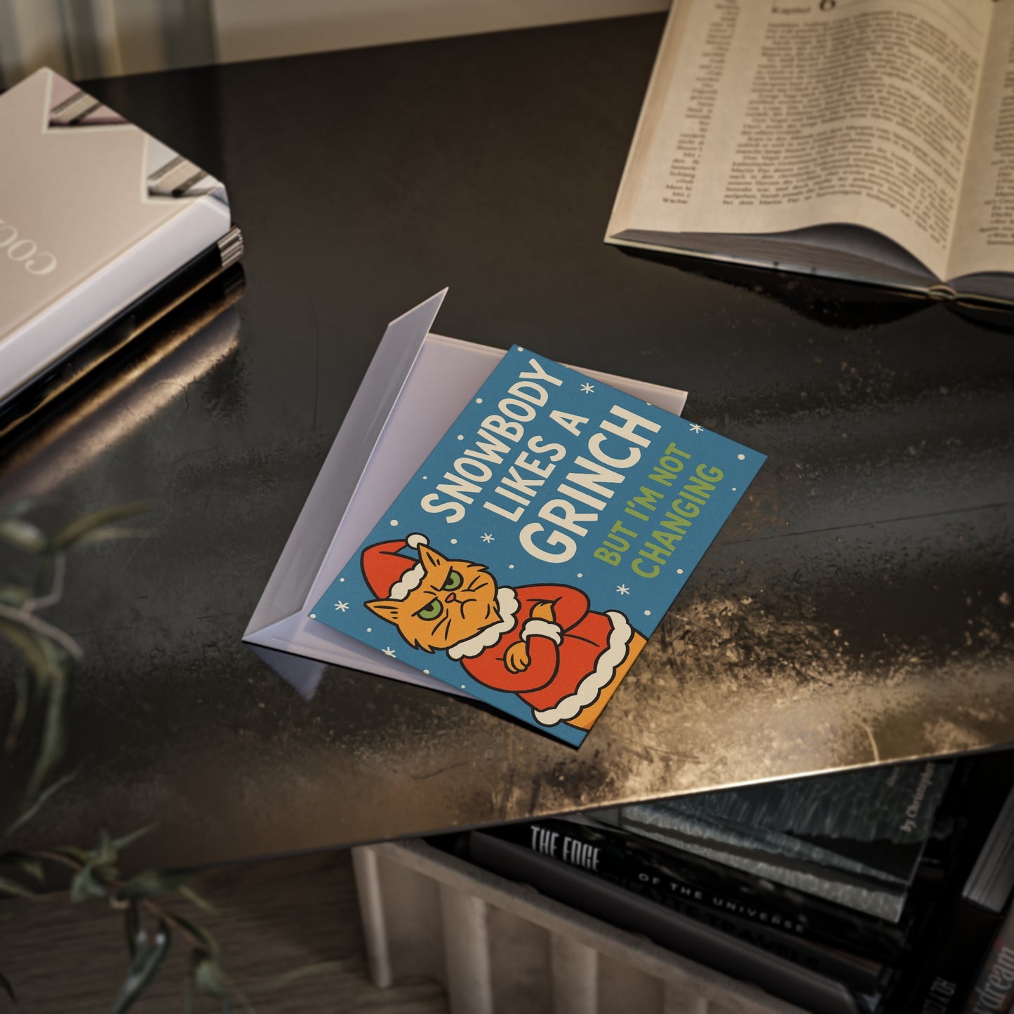 Holiday Cards, Grinch-Themed Greetings, Funny Christmas Cards, Winter Holiday Cheer, Sturdy One-Sided Prints