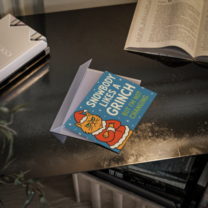 Holiday Cards, Grinch-Themed Greetings, Funny Christmas Cards, Winter Holiday Cheer, Sturdy One-Sided Prints