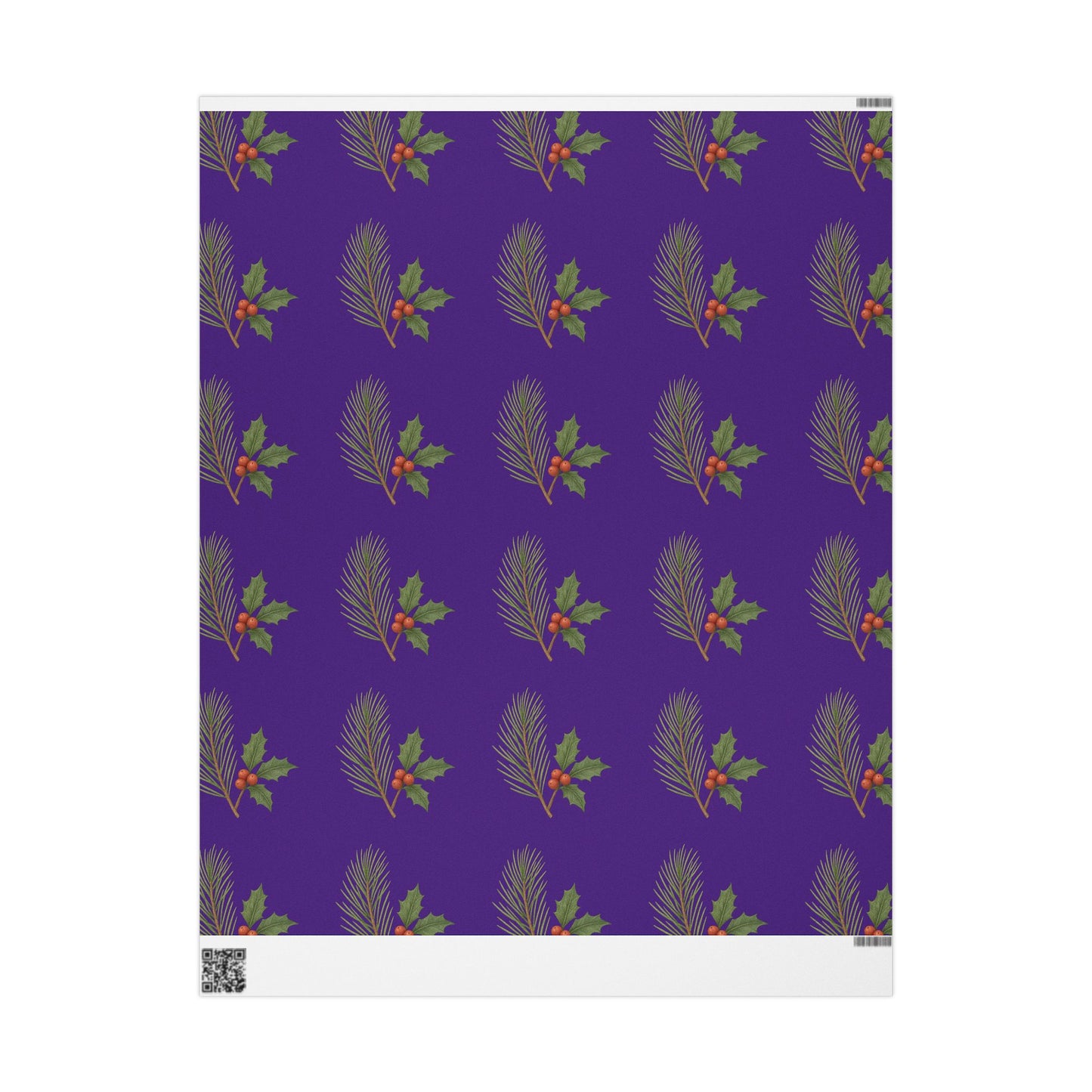 Elegant Holiday Wrapping Paper - Festive Purple with Holly Design