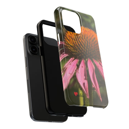 Flower Phone Case, Tough Phone Cases for Nature Lovers, Floral Phone Cover, Echinacea Floral Design, Gift for Plant Lovers