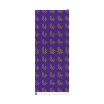 Elegant Holiday Wrapping Paper - Festive Purple with Holly Design